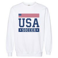 Funny USA Soccer  American Flag Soccer Fan  Garment-Dyed Sweatshirt