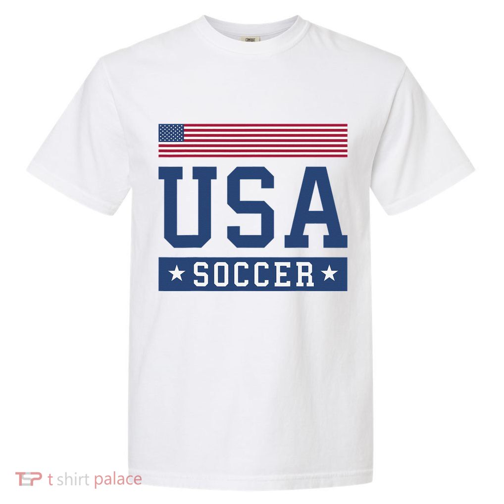 Funny USA Soccer  American Flag Soccer Fan  Garment-Dyed Heavyweight T-Shirt