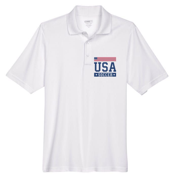 Funny USA Soccer  American Flag Soccer Fan  Men's Origin Performance Pique Polo