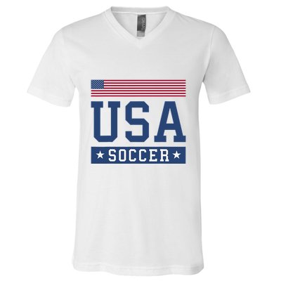 Funny USA Soccer  American Flag Soccer Fan  V-Neck T-Shirt