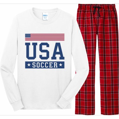 Funny USA Soccer  American Flag Soccer Fan  Long Sleeve Pajama Set