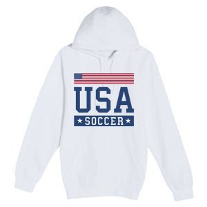 Funny USA Soccer  American Flag Soccer Fan  Premium Pullover Hoodie