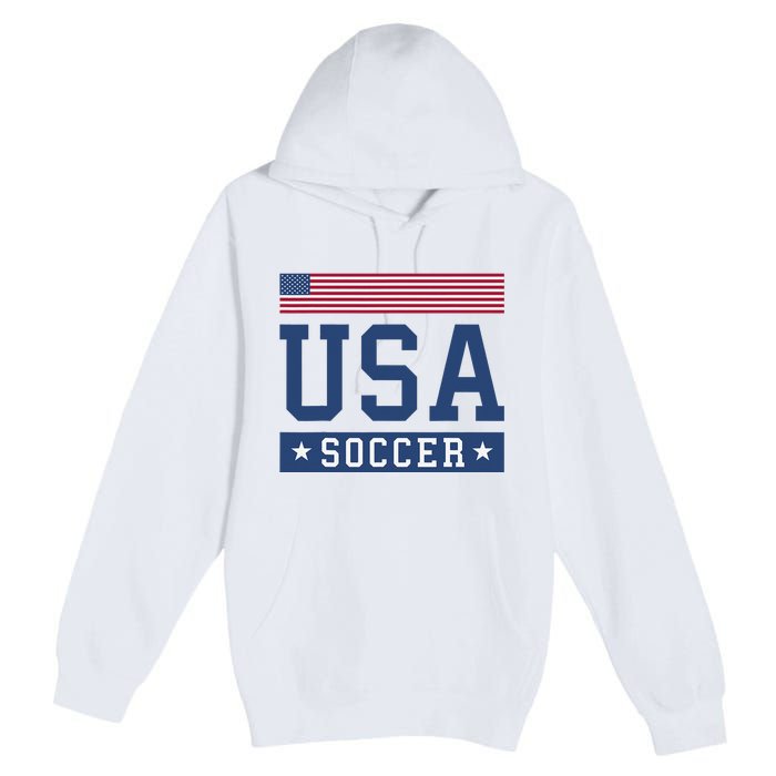 Funny USA Soccer  American Flag Soccer Fan  Premium Pullover Hoodie