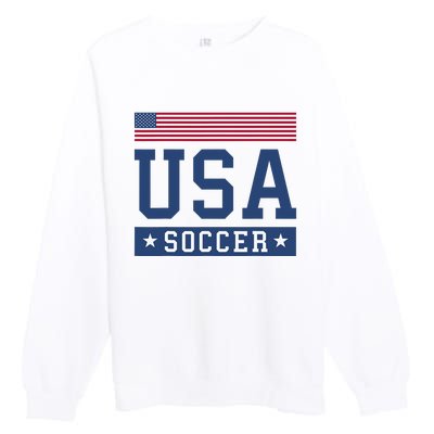 Funny USA Soccer  American Flag Soccer Fan  Premium Crewneck Sweatshirt