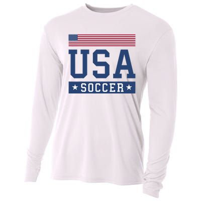 Funny USA Soccer  American Flag Soccer Fan  Cooling Performance Long Sleeve Crew