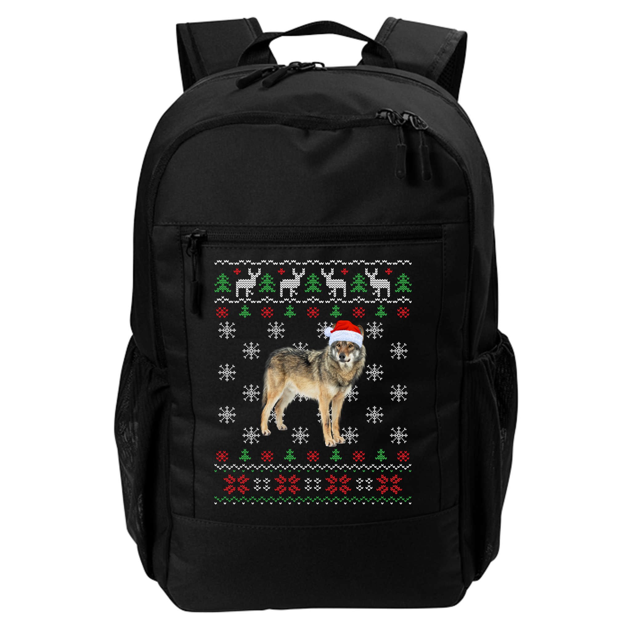Funny Ugly Sweater Xmas Animals Christmas Wolf Lover Gift Backpack