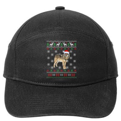 Funny Ugly Sweater Xmas Animals Christmas Wolf Lover Gift 7-Panel Snapback Hat