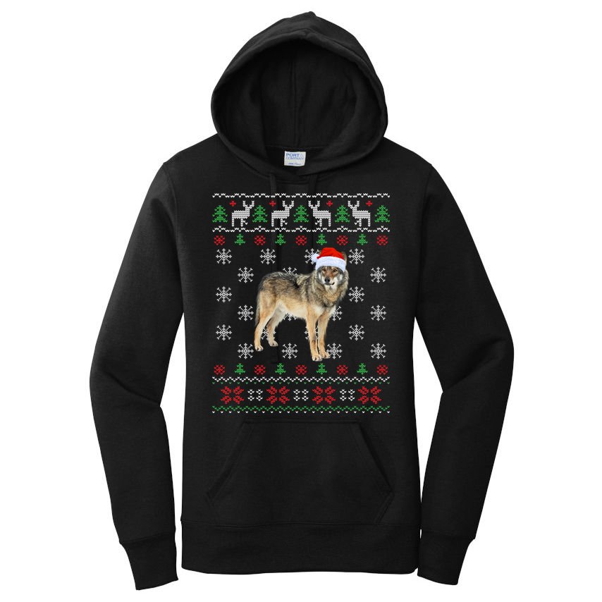 Funny Ugly Sweater Xmas Animals Christmas Wolf Lover Gift Women's Pullover Hoodie
