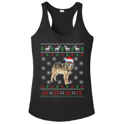Funny Ugly Sweater Xmas Animals Christmas Wolf Lover Gift Ladies PosiCharge Competitor Racerback Tank