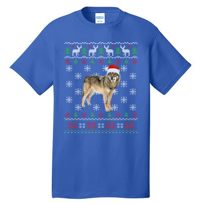 Funny Ugly Sweater Xmas Animals Christmas Wolf Lover Gift Tall T-Shirt