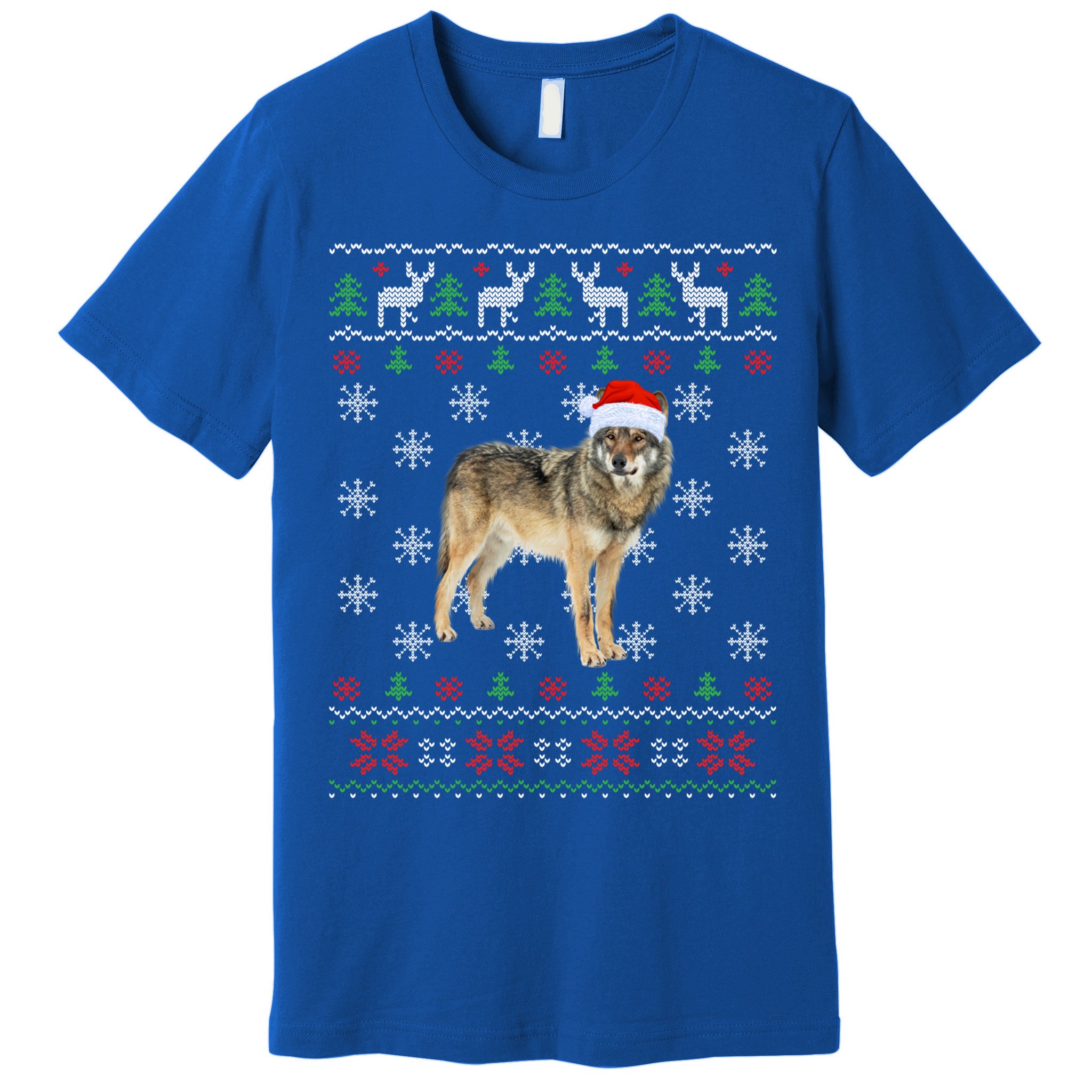Funny Ugly Sweater Xmas Animals Christmas Wolf Lover Gift Premium T-Shirt