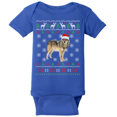Funny Ugly Sweater Xmas Animals Christmas Wolf Lover Gift Baby Bodysuit