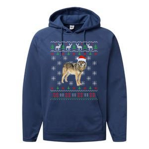 Funny Ugly Sweater Xmas Animals Christmas Wolf Lover Gift Performance Fleece Hoodie