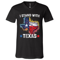 Flag Usa State Of Texas I Stand With Texas V-Neck T-Shirt