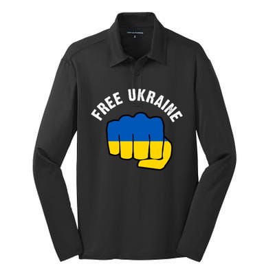 Free Ukraine Strong Silk Touch Performance Long Sleeve Polo