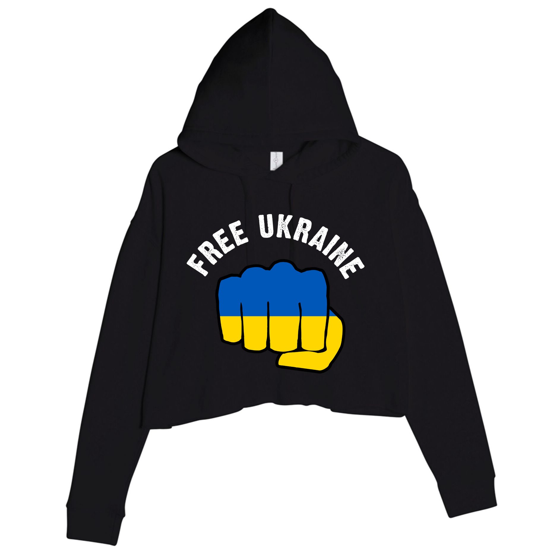 Free Ukraine Strong Crop Fleece Hoodie