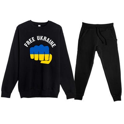 Free Ukraine Strong Premium Crewneck Sweatsuit Set