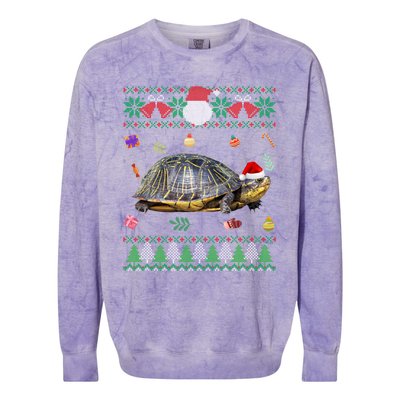 Funny Ugly Sweater Christmas Animals Santa Turtle Lover Gift Colorblast Crewneck Sweatshirt