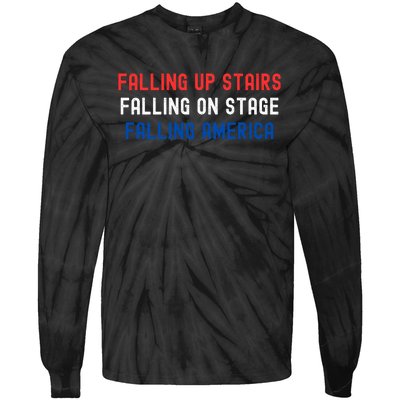 Falling Up Stairs Falling On Stage Falling America Tie-Dye Long Sleeve Shirt