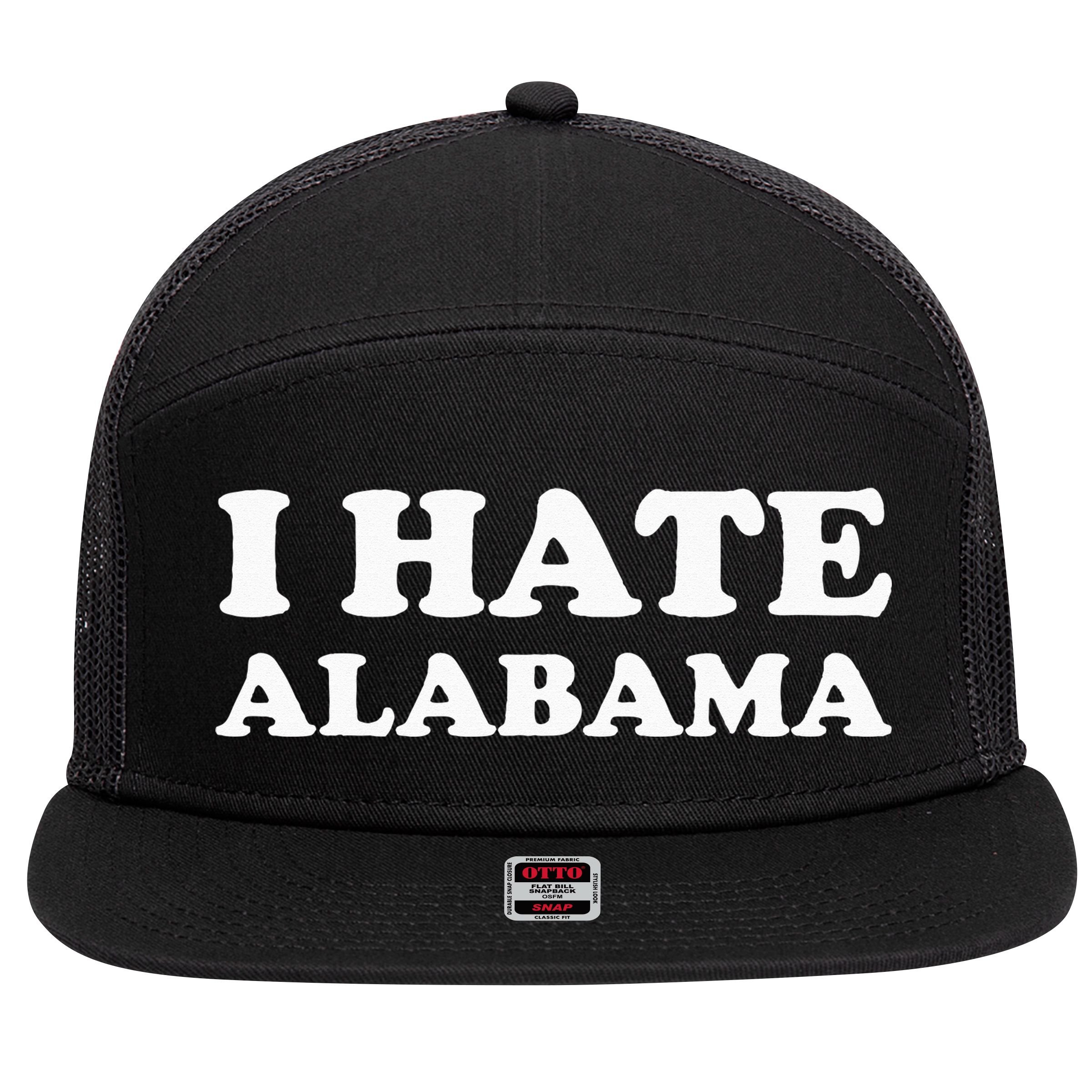 Funny US State Souvenir I Hate Alabama 7 Panel Mesh Trucker Snapback Hat