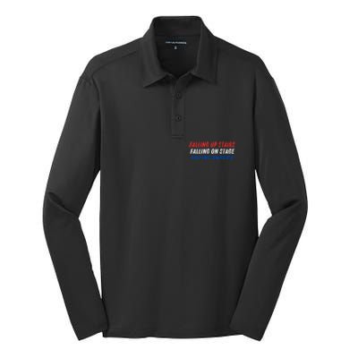 Falling Up Stairs Falling On Stage Falling America Silk Touch Performance Long Sleeve Polo