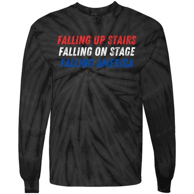 Falling Up Stairs Falling On Stage Falling America Tie-Dye Long Sleeve Shirt