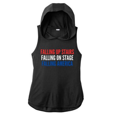 Falling Up Stairs Falling On Stage Falling America Ladies PosiCharge Tri-Blend Wicking Draft Hoodie Tank