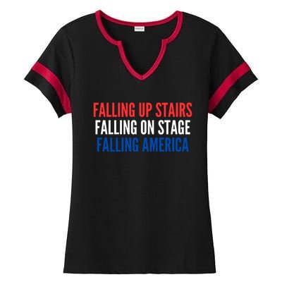 Falling Up Stairs Falling On Stage Falling America Ladies Halftime Notch Neck Tee