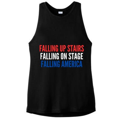 Falling Up Stairs Falling On Stage Falling America Ladies PosiCharge Tri-Blend Wicking Tank