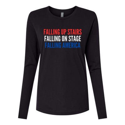 Falling Up Stairs Falling On Stage Falling America Womens Cotton Relaxed Long Sleeve T-Shirt