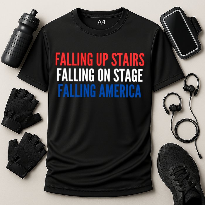 Falling Up Stairs Falling On Stage Falling America Cooling Performance Crew T-Shirt