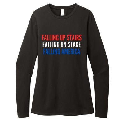 Falling Up Stairs Falling On Stage Falling America Womens CVC Long Sleeve Shirt