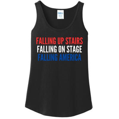 Falling Up Stairs Falling On Stage Falling America Ladies Essential Tank