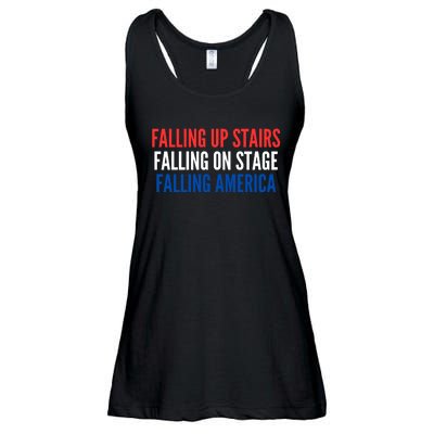 Falling Up Stairs Falling On Stage Falling America Ladies Essential Flowy Tank