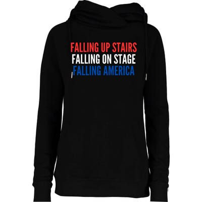 Falling Up Stairs Falling On Stage Falling America Womens Funnel Neck Pullover Hood