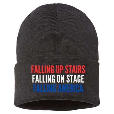 Falling Up Stairs Falling On Stage Falling America Sustainable Knit Beanie