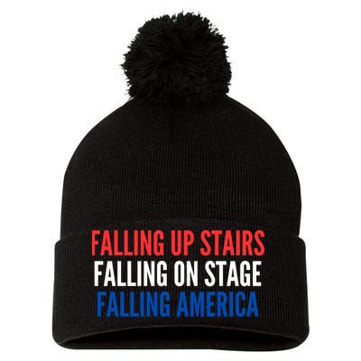 Falling Up Stairs Falling On Stage Falling America Pom Pom 12in Knit Beanie