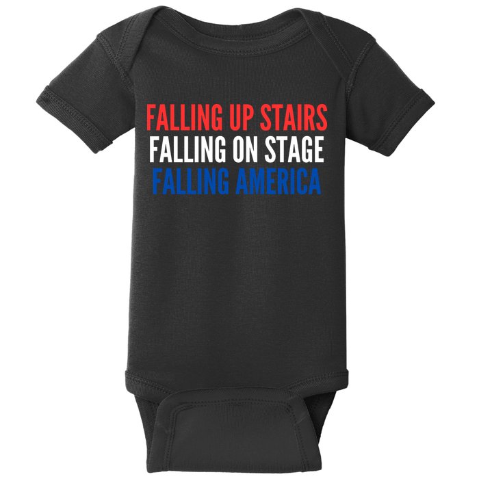 Falling Up Stairs Falling On Stage Falling America Baby Bodysuit