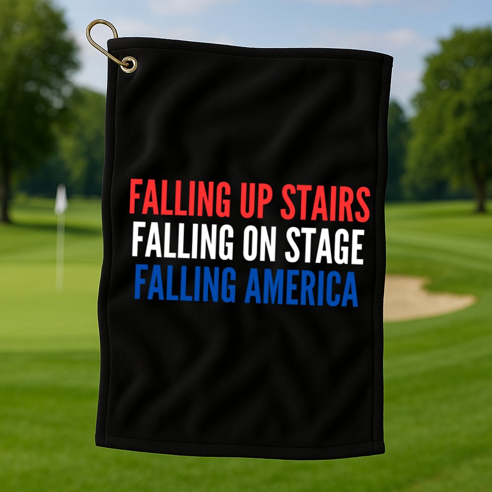 Falling Up Stairs Falling On Stage Falling America Golf Towel