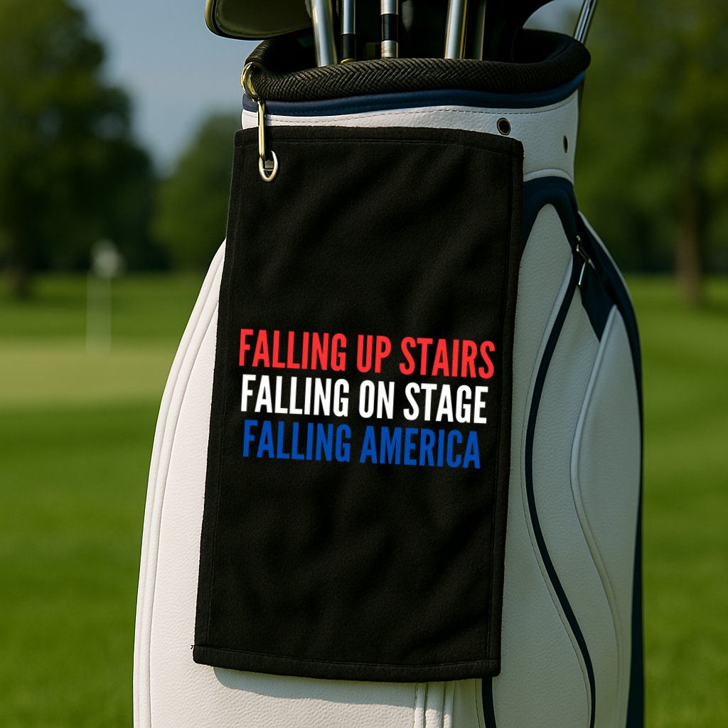 Falling Up Stairs Falling On Stage Falling America Golf Towel