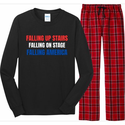 Falling Up Stairs Falling On Stage Falling America Long Sleeve Pajama Set