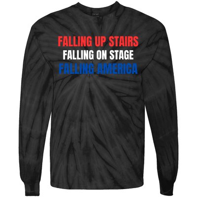 Falling Up Stairs Falling On Stage Falling America Tie-Dye Long Sleeve Shirt