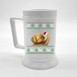 Funny Ugly Sweater Christmas Animals Santa Snail Lover Gift Beer Stein