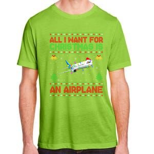 Funny Ugly Sweater All I Want For Christmas Is A Airplane Cool Gift Adult ChromaSoft Performance T-Shirt