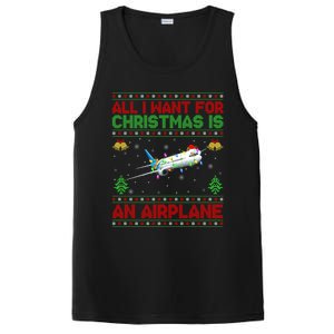 Funny Ugly Sweater All I Want For Christmas Is A Airplane Cool Gift PosiCharge Competitor Tank