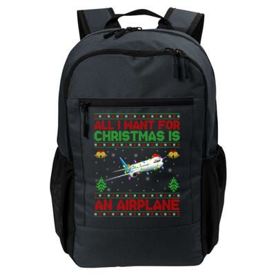 Funny Ugly Sweater All I Want For Christmas Is A Airplane Cool Gift Daily Commute Backpack