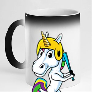 Funny Unicorn Sports Magical Softball And Baseball Athlete Gift 11oz Black Color Changing Mug