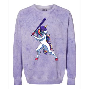 Funny Unicorn Sports Softball Magical Bat And Ball Player Meaningful Gift Colorblast Crewneck Sweatshirt