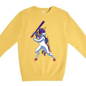 Funny Unicorn Sports Softball Magical Bat And Ball Player Meaningful Gift Premium Crewneck Sweatshirt