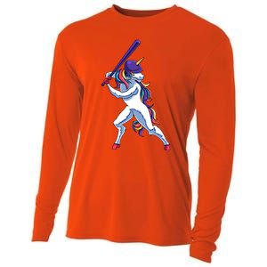 Funny Unicorn Sports Softball Magical Bat And Ball Player Meaningful Gift Cooling Performance Long Sleeve Crew